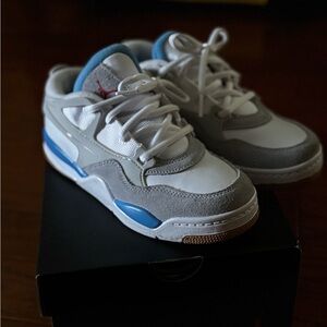 Nike Air Jordan Kids White, Gray, and Blue Sneakers